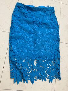 Blue Lace Pencil Skirt