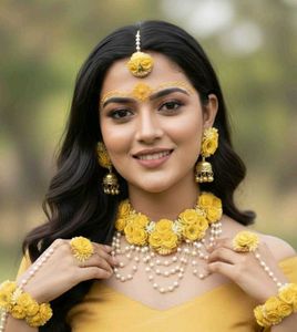 Floral Haldi Jewellery Set