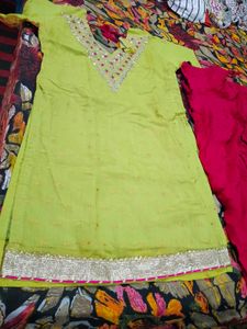 Embellished Lime Green Kurta