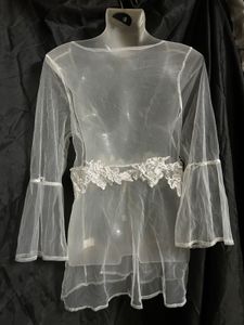 Sheer White Lace Trim Robe