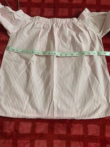 Pink Striped Off-Shoulder Bell Sleeve Top