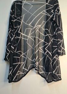 Black &amp; White Geometric Abstract Sheer Shrug.