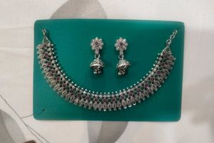 Oxidised Silver Necklace with Earrings