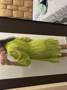 Lime Green Ruffled Mini Dress