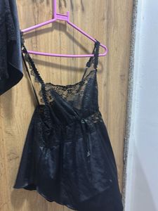 Elegant Black Lace Nightwear Set
