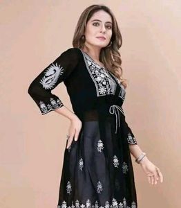 Black chikinkari embroidery Kurti with plazo