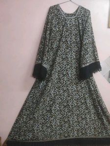 Leopard Printed Kurta with Lace Cuffs