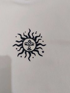 Cute Yellow Cropped T-Shirt with Sun Design