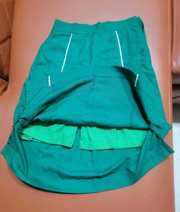 Green A-line Skirt with White Trim