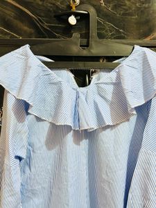 Chic Striped Ruffle Off-Shoulder Top