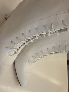 White Lace-Up Heeled Boots