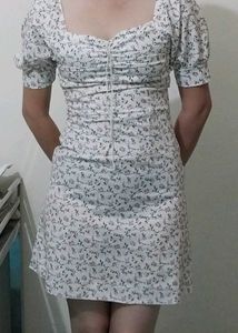 A line floral mini dress