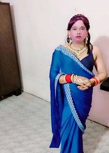 Vibrant Blue Embellished Saree