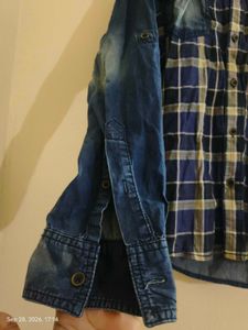 Men's Blue Plaid Denim Shirt