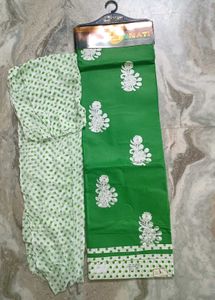 Green and White Unstitched kurta set