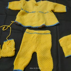 Yellow Beautiful Woolen Girls Dress