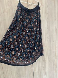 Embroidered Black Ethnic Skirt