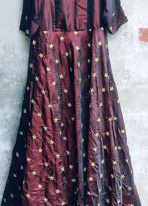 Maroon Embroidered Ethnic Gown perfect for L/M