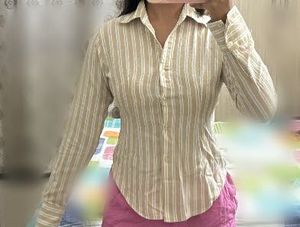 Adjustable Striped Button-Down Shirt