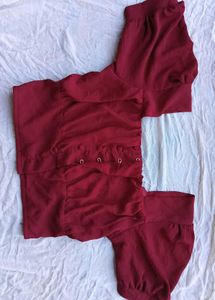 Burgundy Ruched Crop Top