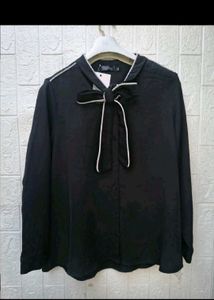New with tag Korean Chic Black Bow Blouse