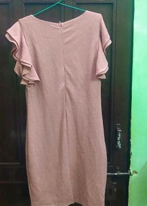 Chic Pink Ruffled Sleeve Dress
