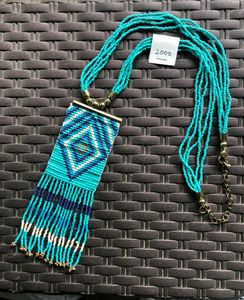 Turquoise Beaded Fringe Necklace
