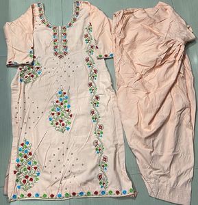 Beautiful Peach Kurta Set with Embroidery