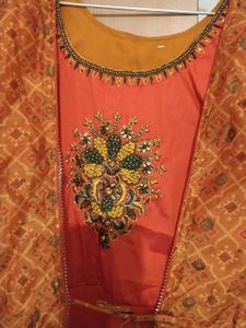 Orange Ethnic Kurta Set with Jacket
