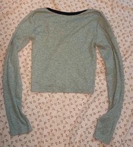 Grey Henley Y2k Long Sleeve Tee