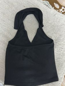 Black Halter Neck Crop Top