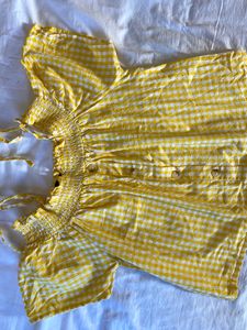 Yellow Gingham Off Shoulder Top