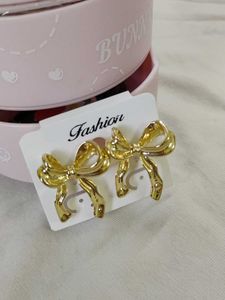 Gold Bow Stud Earrings