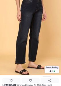 limeroad Women's Dark Wash black Straight Leg Jean
