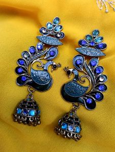 Peacock Design Jhumka Earrings with bracelet