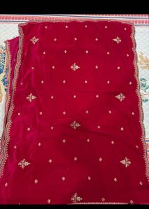 pure Vibrant Pink Velvet Kurta with Embellishments