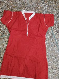 Vibrant Red Cotton Kurta