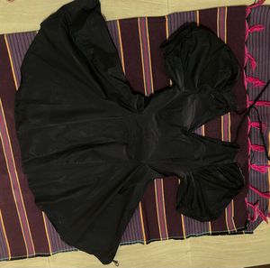 Black Puff Sleeve V-Neck Dress