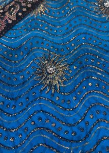 Vibrant Blue Embroidered Saree