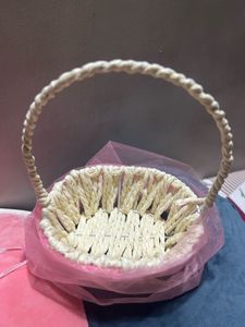 Premium Woven Gift Hamper Basket with Pink Organza