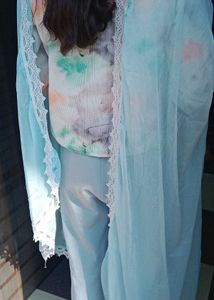 Elegant Blue Kurta Set with Lace Detail