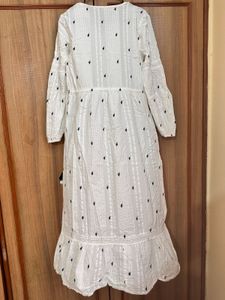 Bohemian Boutique Cotton Dress with Adjustable Dra