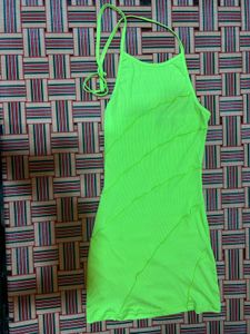 Neon Green Halter Neck Bodycon Dress