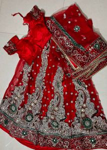Stunning Red Embellished Ethnic lehnga