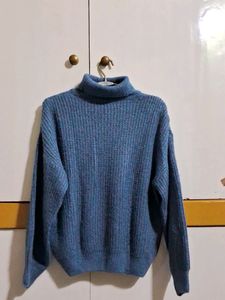 Soft Blue Turtle Neck Oversized Sweater