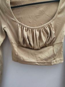 SHEIN Ribbed Ruched Crop Top