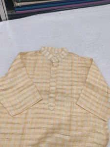 Men's Yellow Checkered Kurta