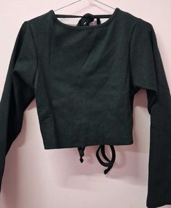 Shein Full Sleeve Black open back tie up top