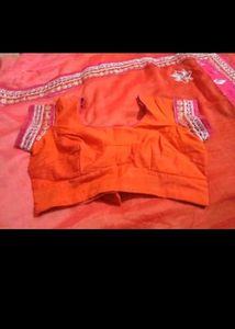 Vibrant Orange Embroidered Saree