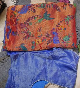 Vibrant Saree with Bird Motifs